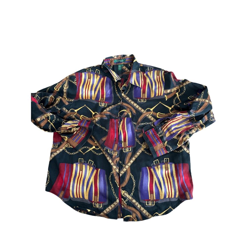 Y2K Ralph Lauren Chain Print Button-Up Shirt Medium